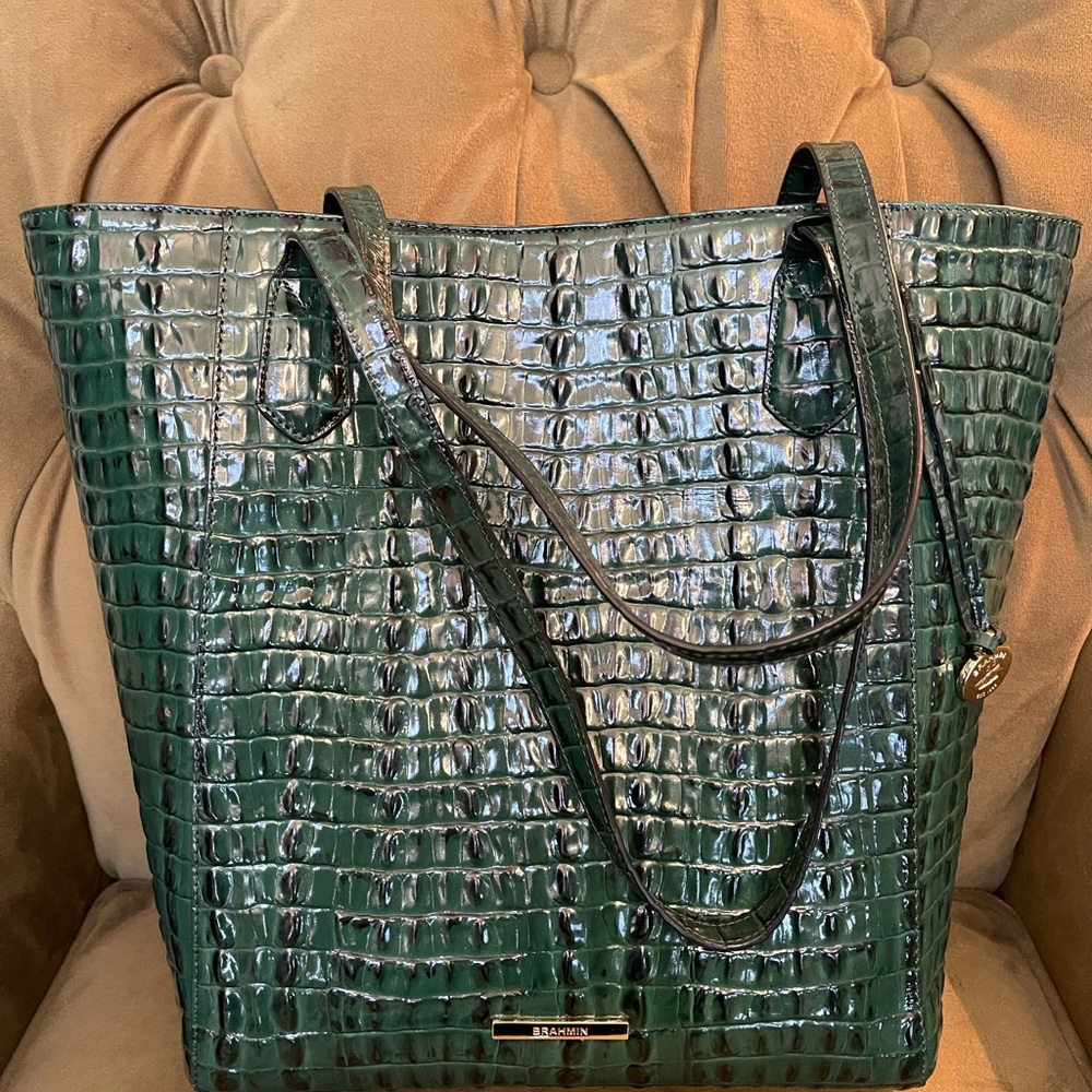 Brahmin Jayden in Emerald LaScala tote. Impeccable condition!